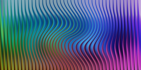 Abstract wavy vertical lines with rainbow color gradient background