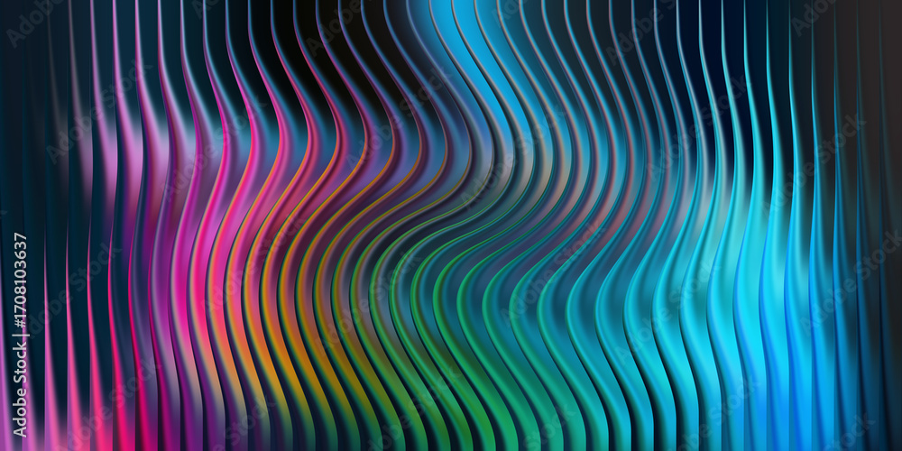 Poster abstract wavy lines with colorful gradient background