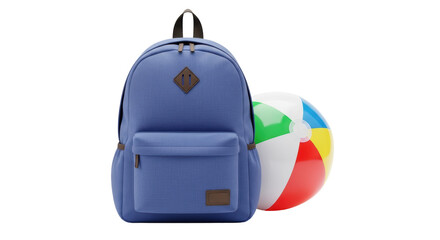 Isolated Backpack and Beach Ball
