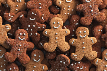 A pile of delicious gingerbread men cookies perfect for the holidays