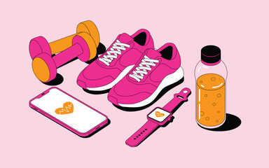 Colourful fitness essentials for workouts