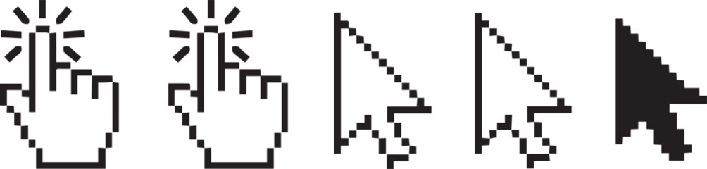 Fototapeta premium Vector art of collection of pixelated computer mouse cursors