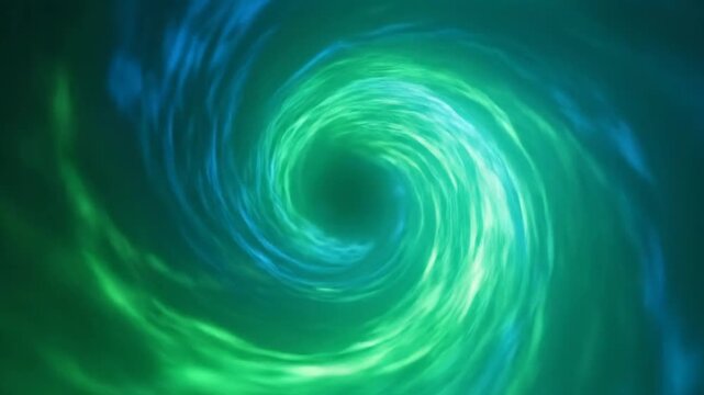Abstract neon green and blue vortex spinning inward in a seamlessly looping energetic motion deep, modern design, light tunnel