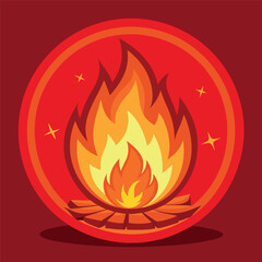 Sacred Fire Flame Symbol Vector Illustration