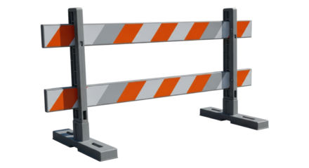 Isolated low-profile barrier with stripes, often used as traffic or construction barricade