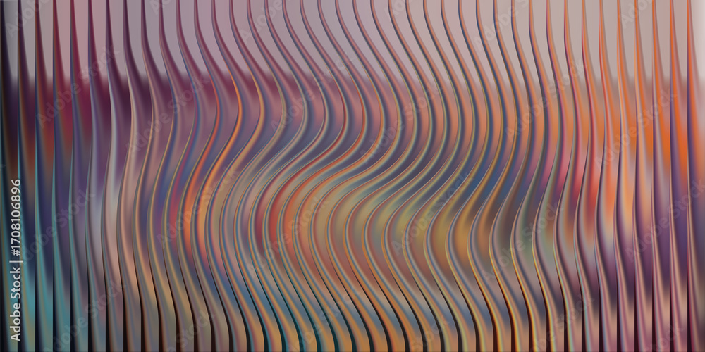 Poster wavy vertical lines with a pastel color gradient and soft focus