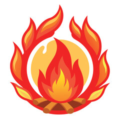 Sacred Fire Flame Symbol Vector Illustration