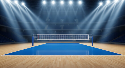 Indoor Volleyball Court Professional Arena Ready for Game