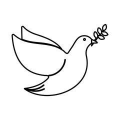 Outline christmas dove with olive branch peace festive design