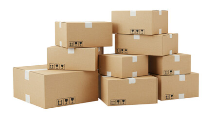 Isolated Stack of Cardboard Boxes