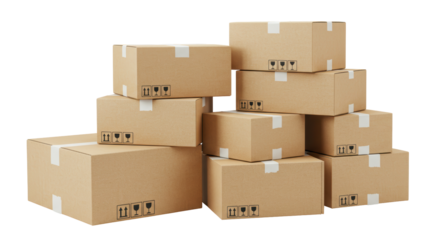 Isolated Stack of Cardboard Boxes