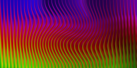 Abstract wavy lines with vibrant gradient of purple, red, and green