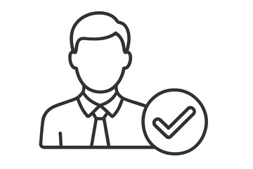 Fototapeta premium Approved employee icon. Job candidate selection for vacancy. Human resources concept. Verified user profile with check mark. Recruitment and hiring success sign. Staffing.