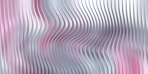 Abstract wavy vertical lines with silver and pink gradient background