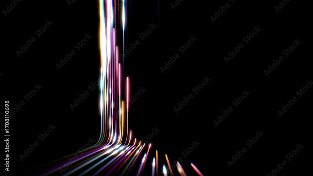 Poster colorful glowing lines creating a futuristic abstract animation. dynamic neon streaks visual effects