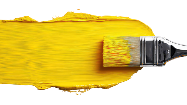 Yellow Paint Brush Stroke on Transparent Background