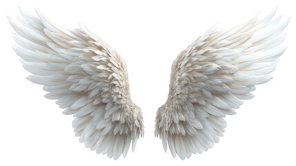 Obraz premium White Angel Wings with Golden Glitter on Transparent Background