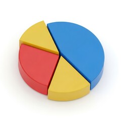 Obraz premium Colorful pie chart segments representing data and analysis isolated on white background