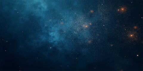 Abstract night sky with bright stars, nebula, and galaxies
