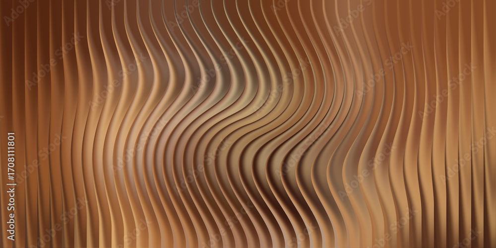 Poster abstract wavy golden texture with vertical lines and curves