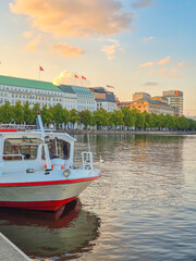02.09.2025. Hamburg. Germany. Hamburg city center, alster, lake in the city