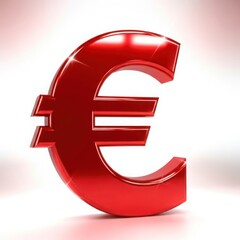 Fototapeta premium Shiny red euro symbol finance currency symbol business investment money concept isolated on white background
