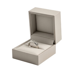 Elegant engagement ring in a box isolated on transparent background for a proposal