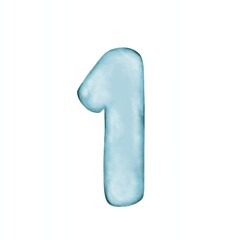 number 1 in a cute blue balloon vector illustration
