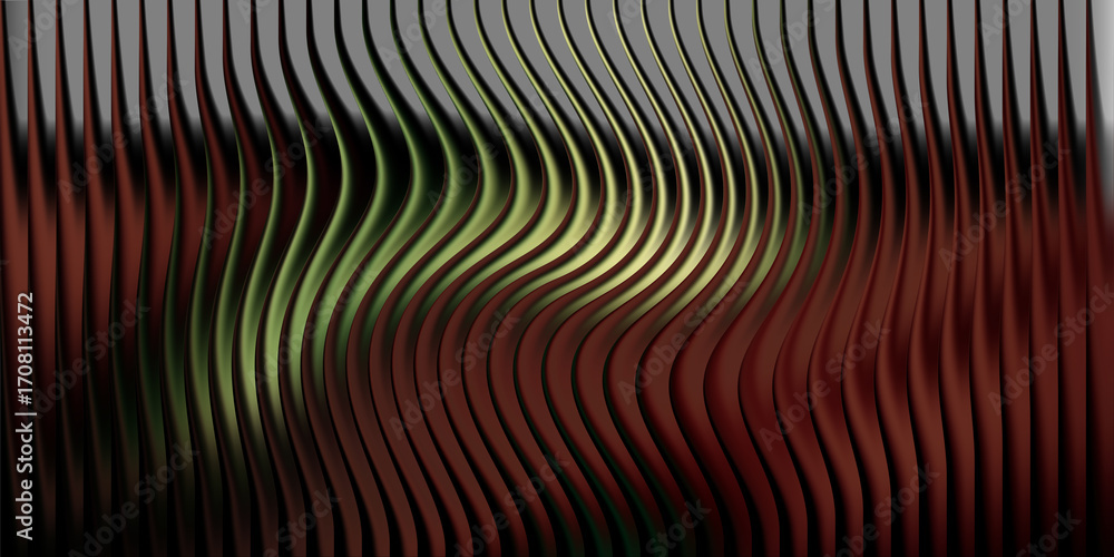 Poster abstract wavy lines with metallic sheen and color gradient