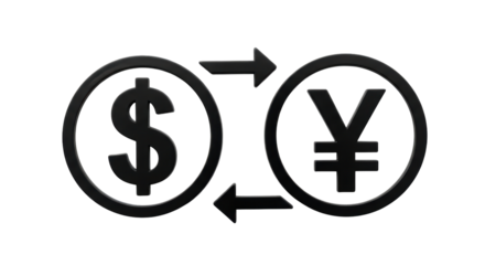 Isolated Dollar to Yen Currency Exchange