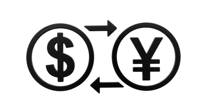 Isolated Dollar to Yen Currency Exchange