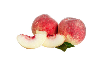 Fresh Red Peaches from Shandong China with Slices Isolated on White Background