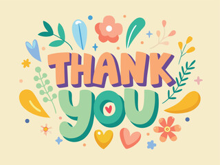 Creative Thank You Illustration with Colorful Decorations