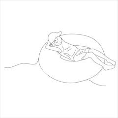 child relaxing on a float. line art