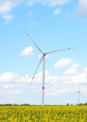wind generator for generating electricity in the field. Vertical photo format