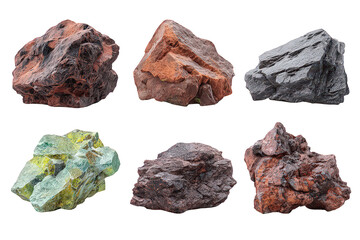 Collection Of Various Rocks Against Black Background