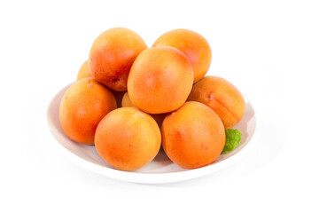 Fresh Xinjiang Apricots on White Plate - Healthy Organic Stone Fruit Food Photography