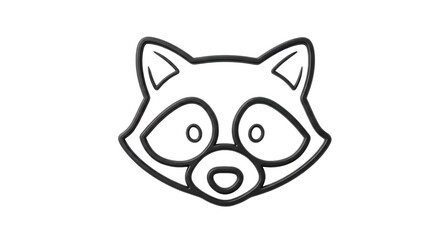 Isolated Raccoon Head Line Art