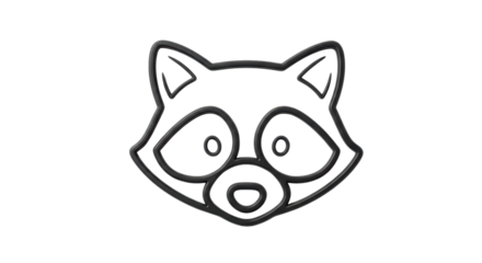Isolated Raccoon Head Line Art