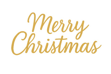 Golden merry christmas lettering celebrating winter holidays on transparent background