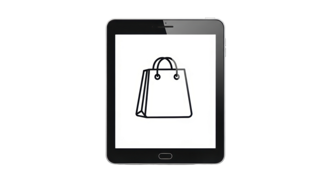 Isolated Tablet with Shopping Bag Icon
