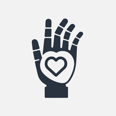 Obraz premium Stylized Hand with Heart Center Symbolizing Care, Compassion, and Support