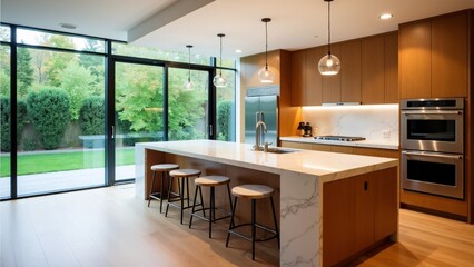 Modern Kitchen Interior With Island Seating