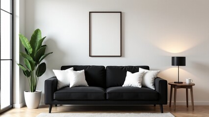 Modern Living Room With Blank Frame