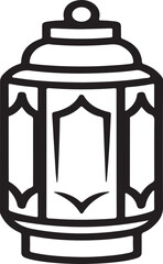 Decorative islamic lantern silhouette with ornate patterns isolated on white background