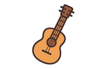 Obraz premium Ukulele vector icon illustration. Small acoustic guitar symbol. String musical instrument. Music concept for hobby, leisure, learning. Hawaiian culture. Summer travel song. Folk music.