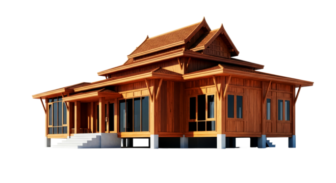 serene tropical getaway a 3d model of exquisite thai architecture, isolated on transparent background