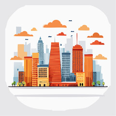 Obraz premium Orange and Blue Cityscape Illustration