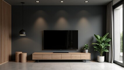 Modern Living Room With Tv Screen