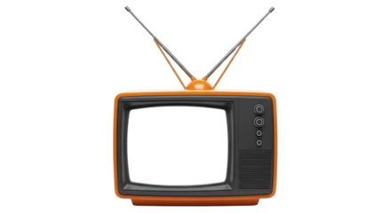 Isolated Old Television with Antennas